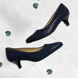 Trotters Navy Blue Keira Navy Waves Heel